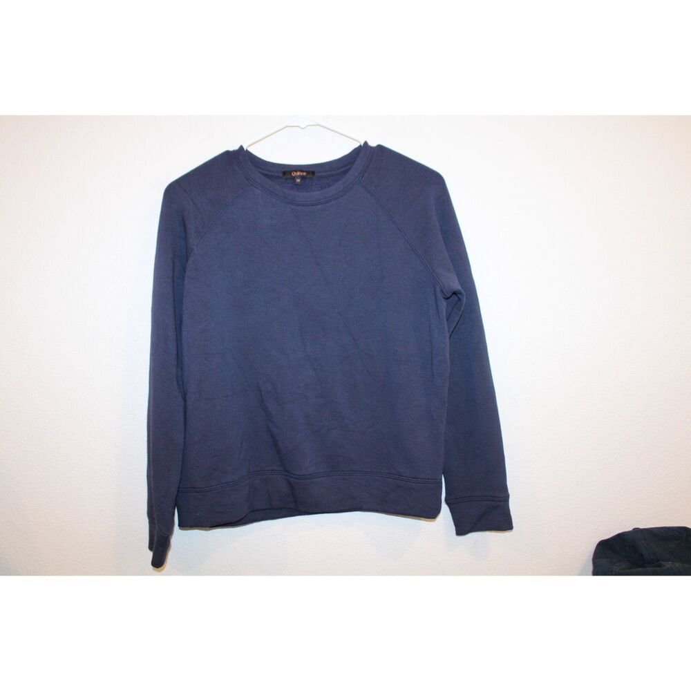 Quince SuperSoft Fleece Crew navy blue women's size xsmall